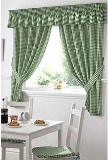 Dorothy Gingham Green curtains - Small